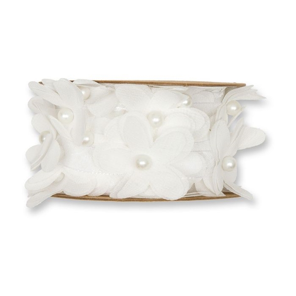 Blomster bånd Hvid 40mm x 3m