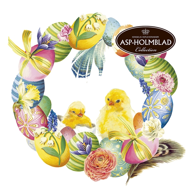 Servietter Chicks in Wreath 33x33cm, 20 stk 