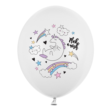 Balloner Unicorn Enhjørning multi 30cm, 6 stk. børnefødselsdag