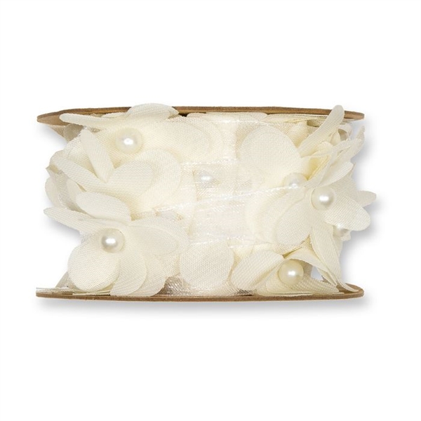 Blomster bånd creme 40mm x 3m