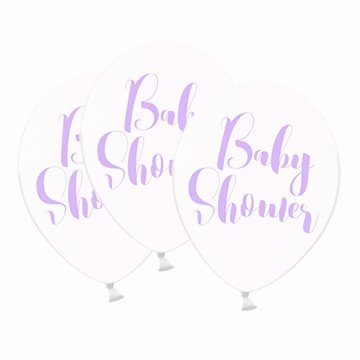Balloner Baby Shower klar/lys lilla 30cm, 50 stk. festartikler