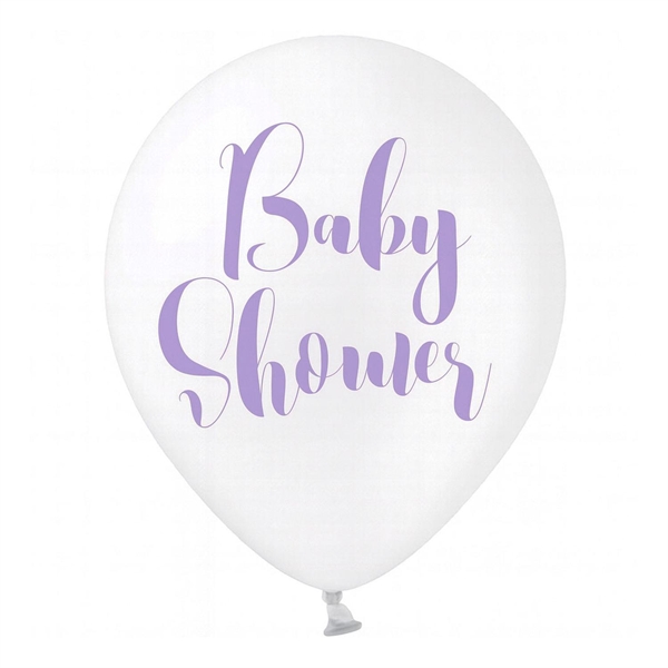 Balloner Baby Shower klar/lys lilla 30cm, 50 stk. festpynt