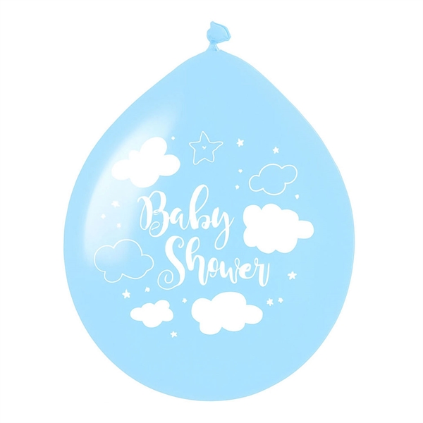 Balloner Baby Shower hvid/lyseblå 30cm, 8 stk. festpynt