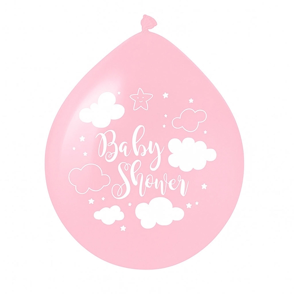 Balloner Baby Shower lys pink 30cm, 8 stk. festpynt