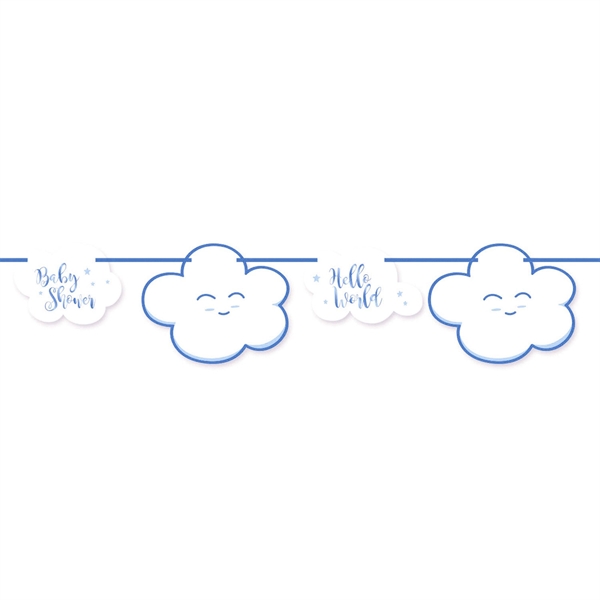 Guirlande Baby Shower / Hello World lyseblå 4m festartikler