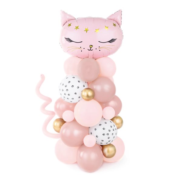Ballonfigur Kat lyserød/guld 1,4m festartikler