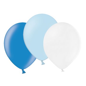 Balloner Mix metallic hvid/lyseblå/blå 30cm, 30 stk. festartikler