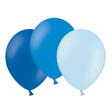 Balloner Mix pastel lyseblå/blå/mørk blå 30cm, 30 stk. festartikler