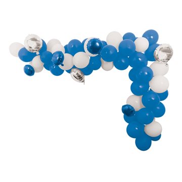 Ballonbue-Kit hvid/blå/sølv ballonguirlande til studenterfest, konfirmation og fødselsdag festartikler