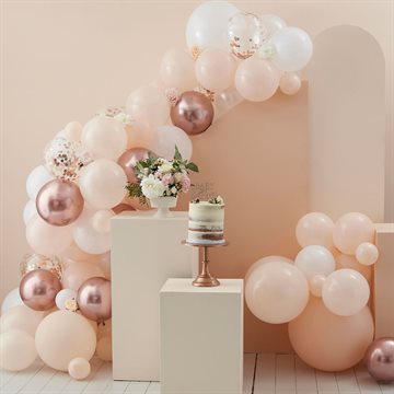 Ballonbue-Kit hvid/pastel/rosegold festartikler