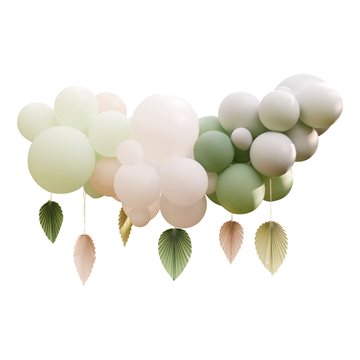 Ballonbue-Kit med vifter hvid/lys grøn ballondekoration
