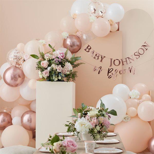 Ballonbue-Kit hvid/pastel/rosegold ballonpynt