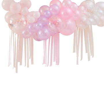 Ballonbue med crepestrimler Mermaid klar/hvid/lyserød/lys lilla festartikler