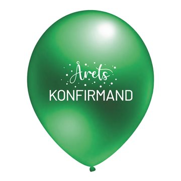 Ballon Årets Konfirmand grøn metallic 30cm, 10 stk. konfirmation