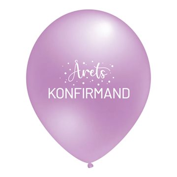 Ballon Årets Konfirmand lys lilla metallic 30cm, 10 stk. konfirmation