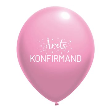 Ballon Årets Konfirmand lys pink metallic 30cm, 10 stk. konfirmation