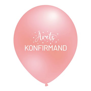 Ballon Årets Konfirmand lyserød 30cm, 10 stk. konfirmation
