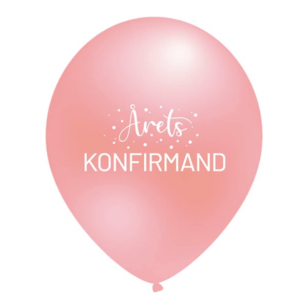 Ballon Årets Konfirmand lyserød 30cm, 10 stk. konfirmation
