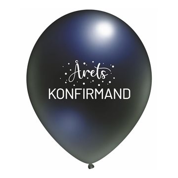 Ballon Årets Konfirmand sort 30cm, 10 stk. konfirmation