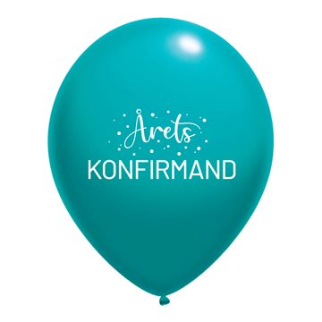 Ballon Årets Konfirmand turkis 30cm, 10 stk. konfirmation