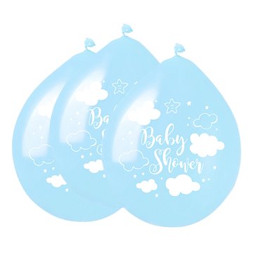 Balloner Baby Shower hvid/lyseblå 30cm, 8 stk. festartikler