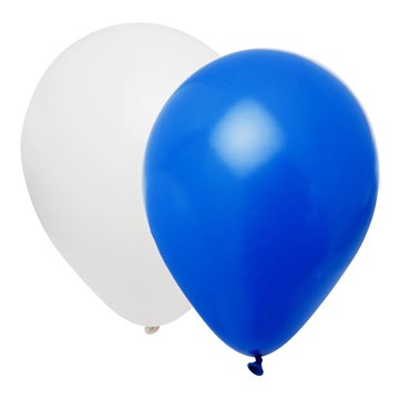 Balloner Mix hvid/blå 23cm, 12 stk. festartikler