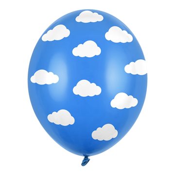 Balloner Little Plane - Skyer hvid/blå 30cm, 6 stk. festartikler