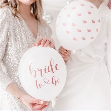 Balloner Bride to be mix. hvid/lyserød/rosegold 30cm, 6 stk. festartikler