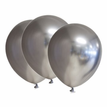 Balloner sølv chrome 13cm, 100 stk. festartikler