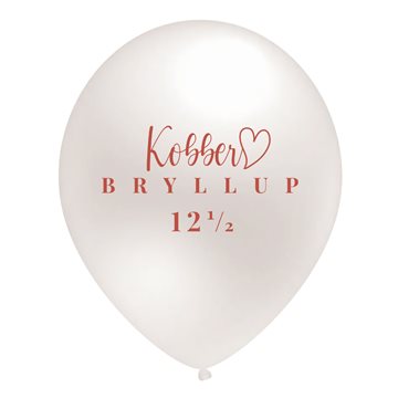 Ballon Kobberbryllup hvid metallic 30cm, 10 stk. festartikler