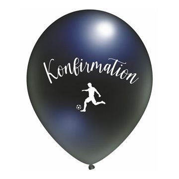 Balloner Konfirmation Fodbold sort 30cm, 10 stk. konfirmationspynt