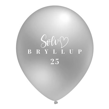 Ballon Sølvbryllup sølv metallic 30cm, 10 stk. festartikler