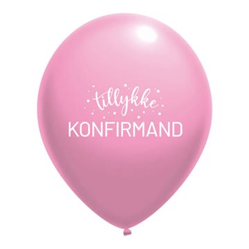 Balloner Tillykke Konfirmand lys pink metallic 30cm, 10 stk. konfirmation