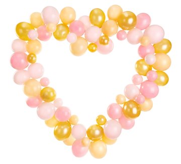 Ballonfigur Hjerte lyserød/guld 1,66m ballonbue til bryllup