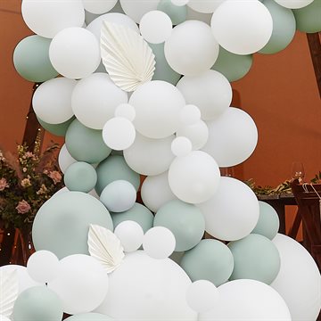 Ballonbue-Kit med vifter hvid/lys grøn bryllupspynt