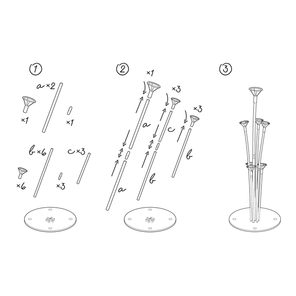 Ballonstativ til 7 balloner, 72cm  ballonholder