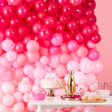 Ballonvæg lyserød/pink/rød 2m x 2m  festartikler