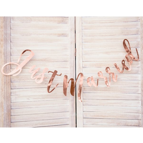 Guirlande Just Married rosegold 77cm festartikler