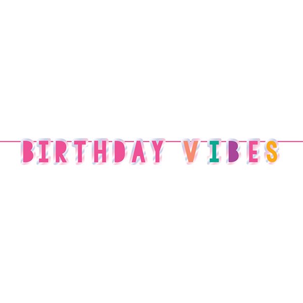 Guirlande Birthday Vibes pink/iriserende 3,65m festartikler