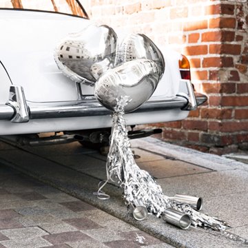 Bilpynt-Kit Heart dekoration sølv bryllup
