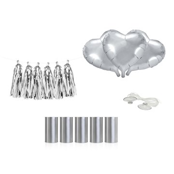 Bilpynt-Kit Heart dekoration sølv brudepar