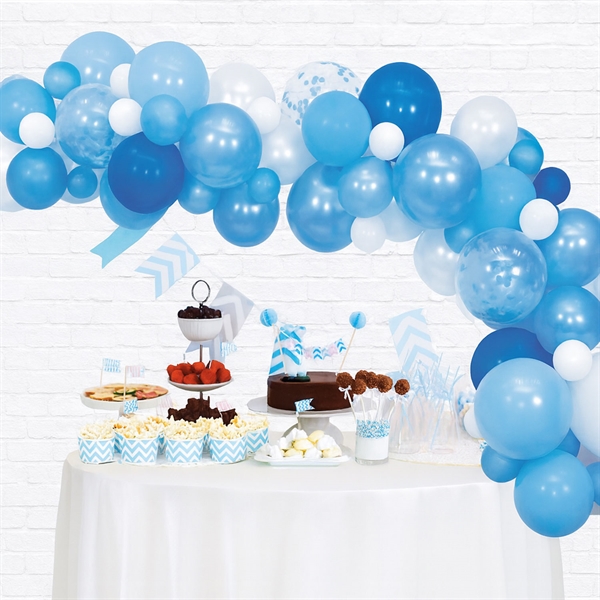 Ballonbue hvid/lyseblå/blå 4m festpynt