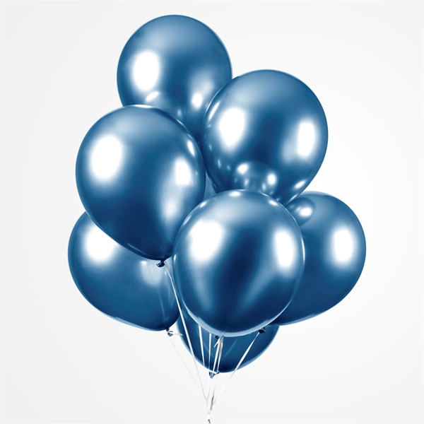 Balloner blå chrome 30cm, 10 stk. festpynt