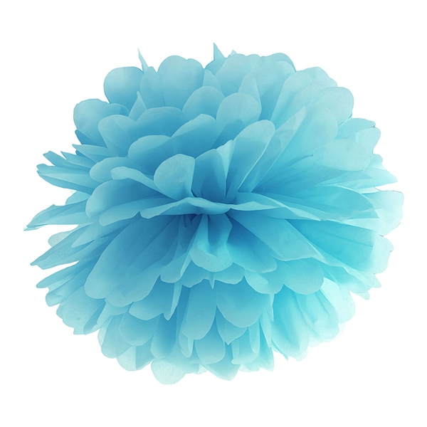 Pompon papirdekoration aquablå 30cm festartikler