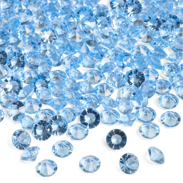 Pynte diamanter lyseblå 1,2cm, 200 stk. bordpynt