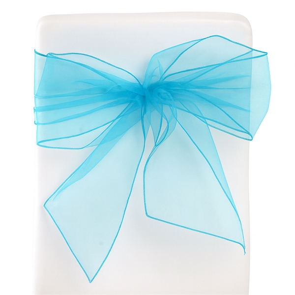 Stolesløjfe organza blå 18cm x 2,75m, 5 stk. festpynt