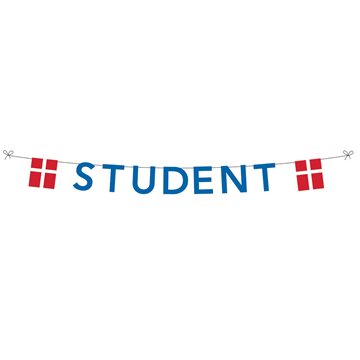 Guirlande Blå Student og flag Dannebrog 4m studenterfest