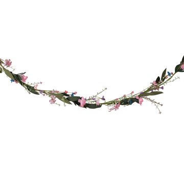 Guirlande Blomster lyserød/lilla/blå/grøn 1,9m blomsterranker til bryllup og konfirmation