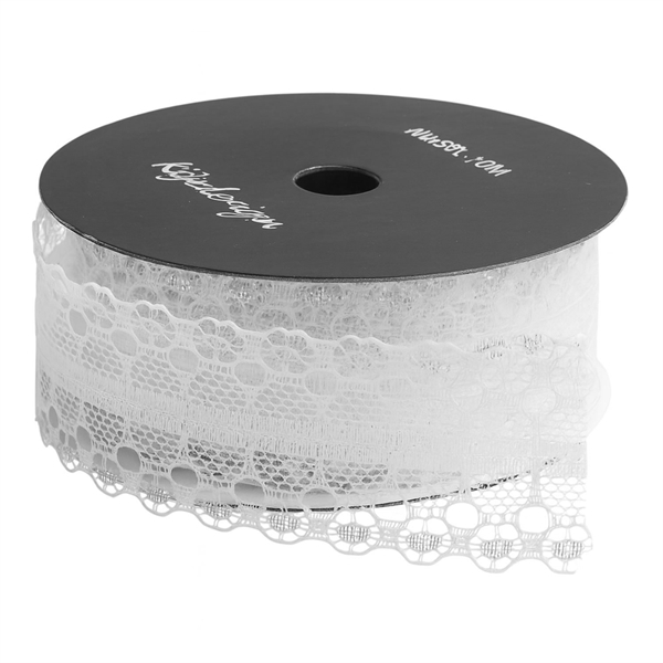 Blondebånd med sølvtråd hvid/sølv 3cm x 5m bryllup