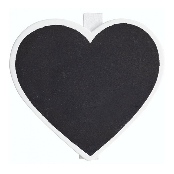 Bordkort hjertetavle med klemme hvid 7cm bryllup